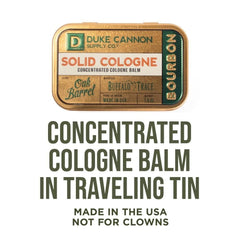 Duke Cannon Bourbon balm applied with fingertips delivering woodsy scent.