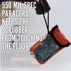 Duke Cannon Tactical Scrubber Soap Pouch uses 550 paracord to keep soap elevated.