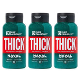 Duke Cannon THICK Naval Diplomacy bottle pouring for a long-lasting, invigorating cleanse.