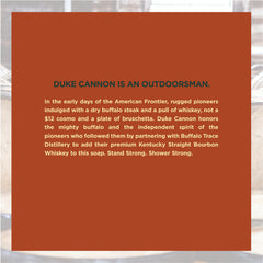 Duke Cannon Big American Bourbon soap bar bourbon-note highlights distinctive aroma for daily showers.