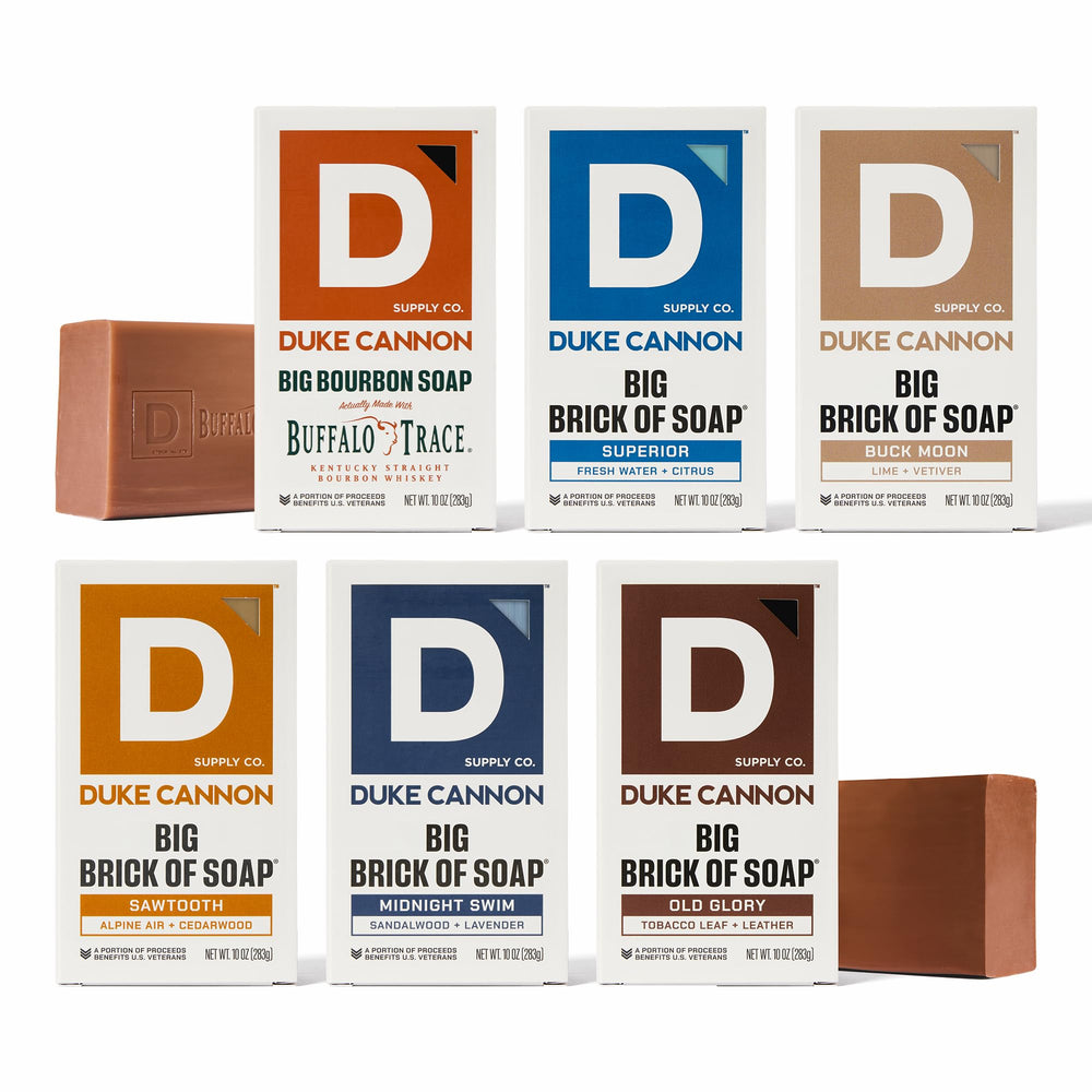 Duke Cannon Extra Large Soap 6-Pack Variety Bundle offering bold cleansing options for daily use