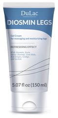 DULÀC Diosmin Legs Gel bottle closeup showing cooling mint sensation for legs