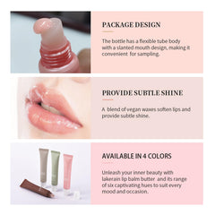 Dulele Glossy Lip Balm swatch shows sheer tint for natural color