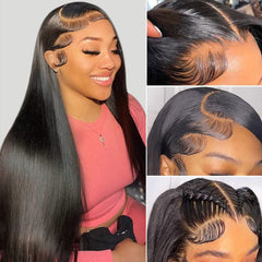 DULOVE glueless wig 13x4 straight human hair for quick wear and secure fit.