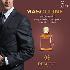 Dumont Nitro Pour Homme cardamom-bergamot panel hints luxurious scent trail.