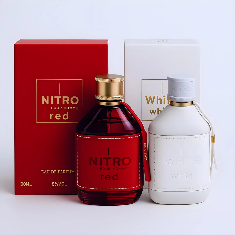 Dumont Nitro Red bottle with crimson hue and gold accents, ideal for bold evening wear.
