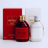 Dumont Nitro Red bottle with crimson hue and gold accents, ideal for bold evening wear.