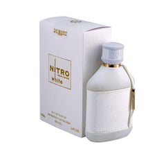 Dumont Nitro White bottle close-up highlighting daily-wear fresh signature scent.