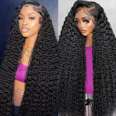 Dundix deep-wave lace-front wig 32inch hairline closeup demonstrates natural hairline for seamless parting