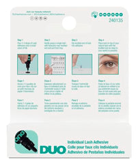 DUO Individual Lash Adhesive Dark closeup shows the black, undetectable finish blending with natural lashes.