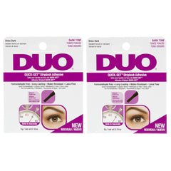 DUO Quick-Set eyelash glue Dark Tone bottle close-up shows secure hold.