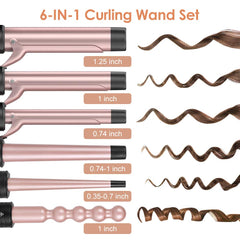 Duomishu 6-in-1 curling iron with 1 inch barrel for classic waves.