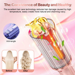 Duomishu automatic curling iron demonstrates auto-rotation for effortless curling