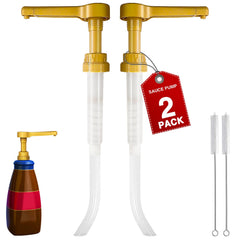 DupakSYS gold sauce pump on a 64oz bottle for mess-free dispensing