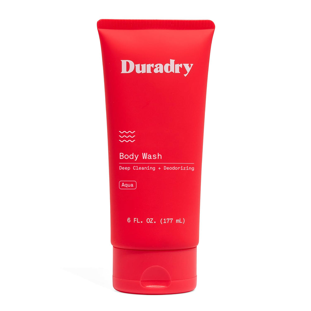 Duradry bottle pour shows the aqua fragrance for a refreshing cleanse.