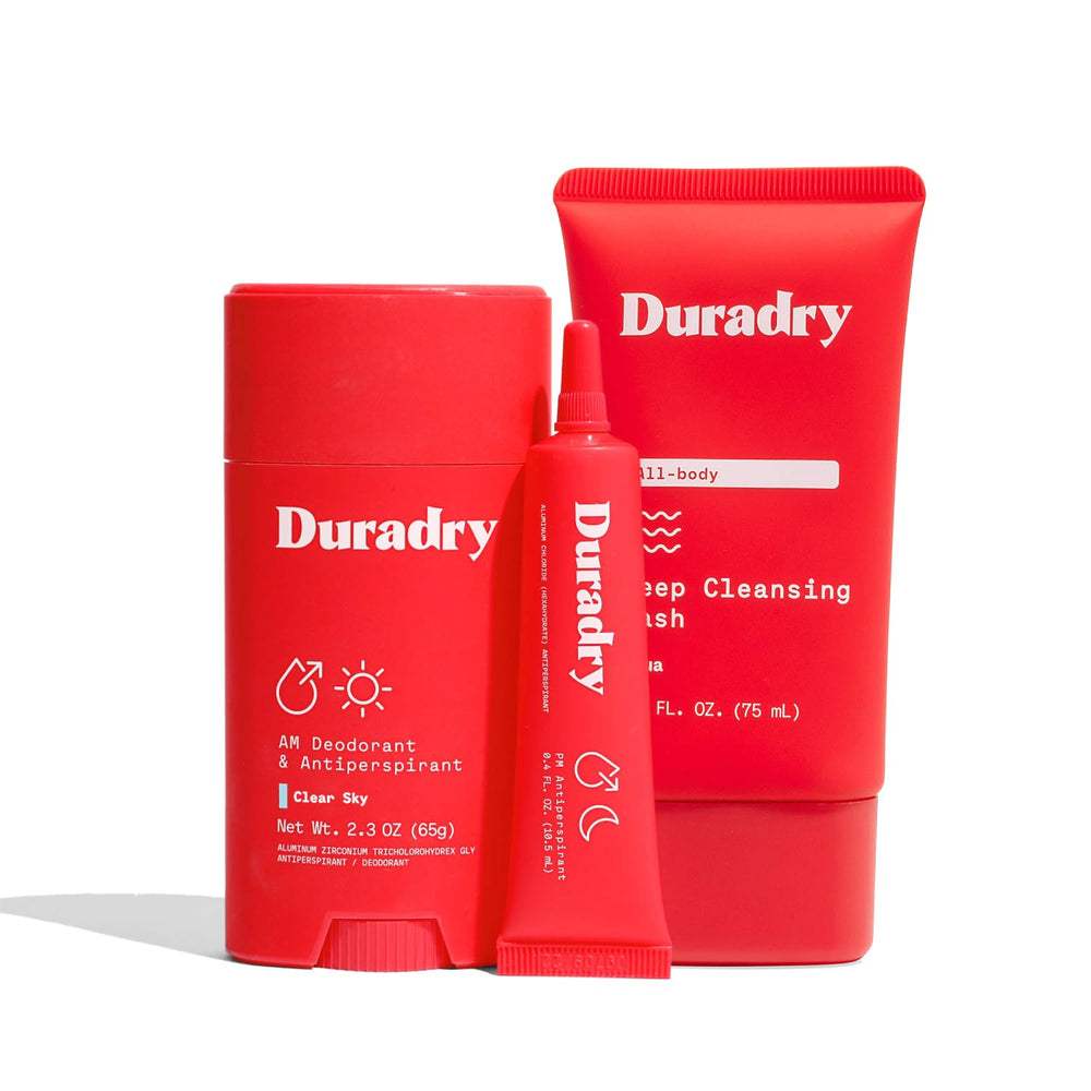 Duradry Clear Sky bundle showcases a complete sweat-control routine for daily confidence.