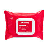 Duradry whole body wipes packaging for travel convenience and discreet protection.