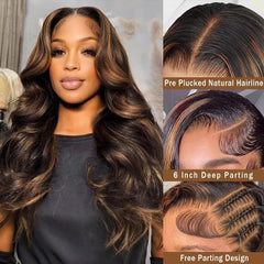 Durgio Ombre Highlight 13x6 wig with 180% density for full-volume body wave