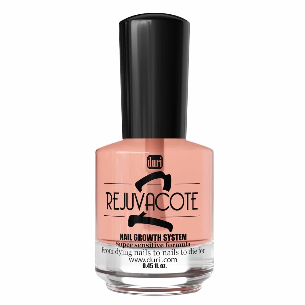 Duri Rejuvacote 2 Sensitive bottle closeup shows gentle nail strengthening in action