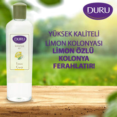 Duru Lemon Cologne close-up showing cap and bottle, hinting at a crisp, linger-worthy aroma.