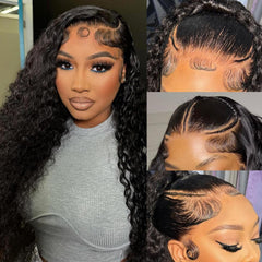 Durya deep wave lace front wig 20in front view shows natural luster and fullness.