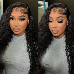 Durya deep wave wig 20in side part view offers versatile styling options.