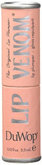 DuWop Lip Venom application close-up shows glossy plump look.