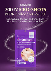 DWEasyDerm PDRN Patch application pack showing four patches ready to use.