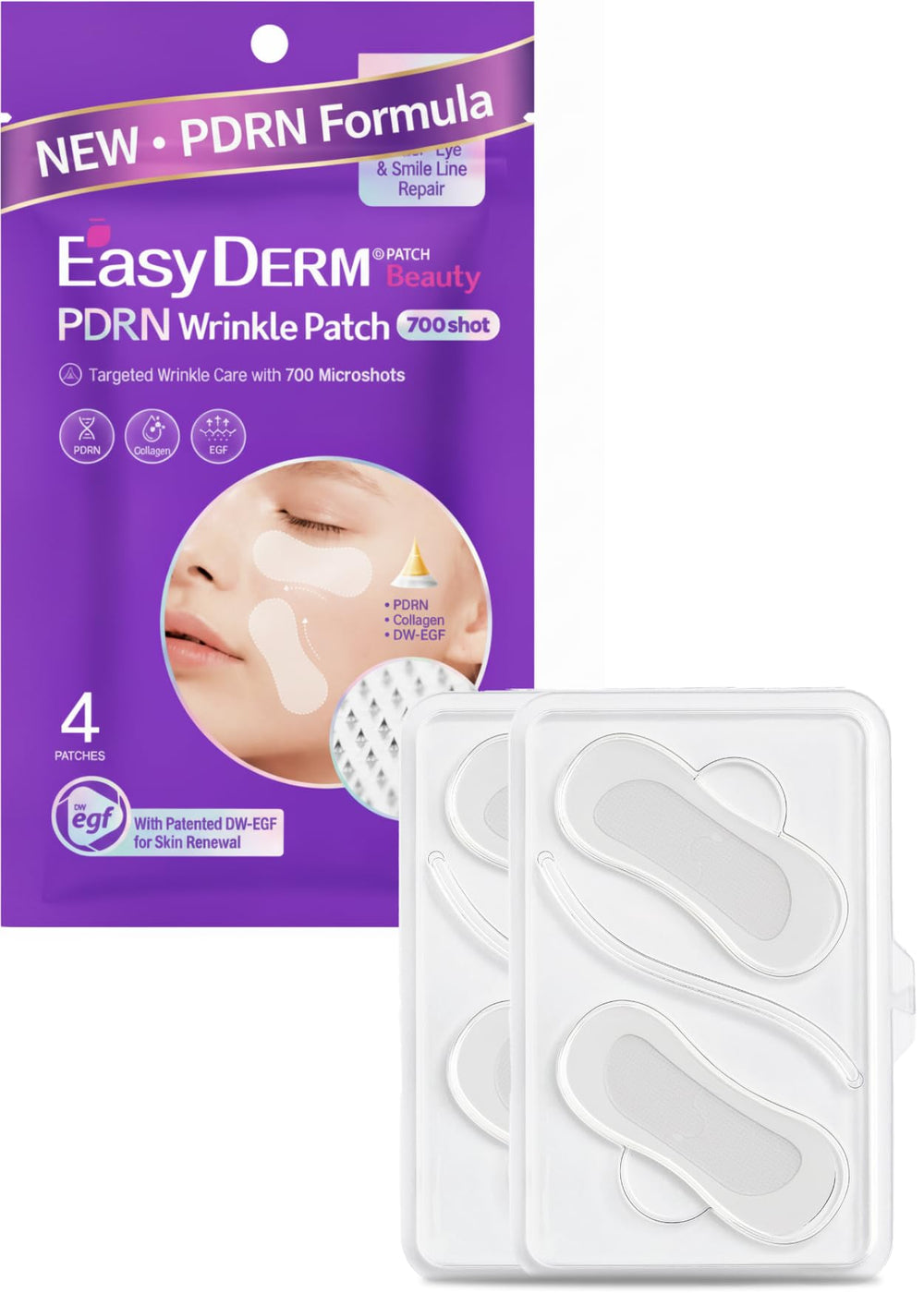 DWEasyDerm PDRN Patch under-eye close-up for hydrated, refreshed-looking eyes.