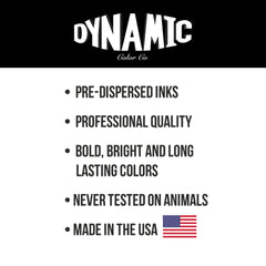 Tattoo artist using Dynamic Color Co. black tattoo ink for precision work.