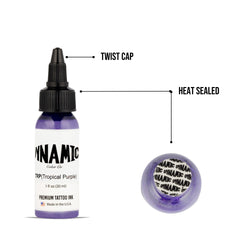 Dynamic Color Co Tropical Purple ink swirl shows smooth flow for shading and details.