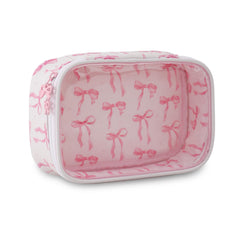 DYSHAYEN clear makeup bag with pink bow — easy to spot at a glance