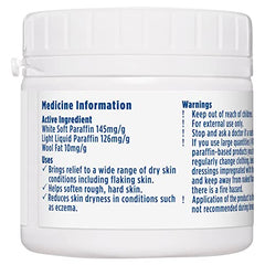 E45 Dermatological Cream 125G tub back label details ingredients for sensitive skin.