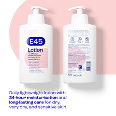 E45 Lotion quick-absorption on hands with a non-greasy finish.