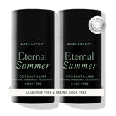 Each & Every coconut lime pack shot shows aluminum-free freshness for daily wear
