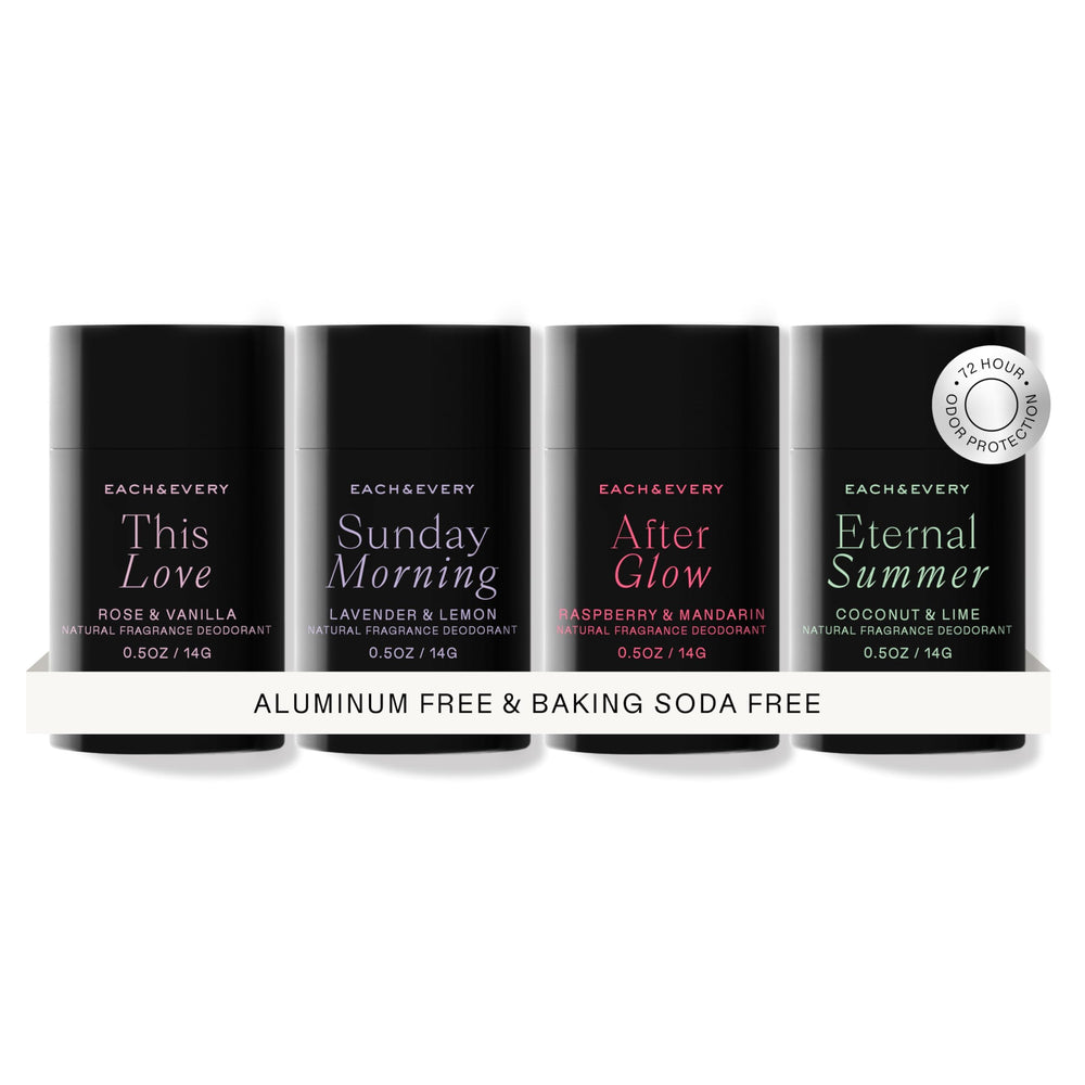 Each & Every Raspberry-Mandarin deodorant stick shown for daily wear with bright scent