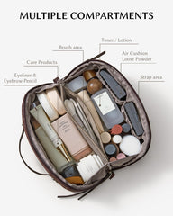 EACHY travel makeup bag flat-opening design offers full item visibility while packing.