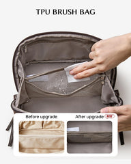 EACHY travel makeup bag inner pockets keep cosmetics organized for quick access.