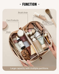 Eachy Travel Makeup Bag inner pockets keep cosmetics organized while traveling