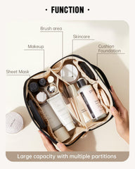 EACHY Travel Makeup Bag interior pockets keep items organized and visible.