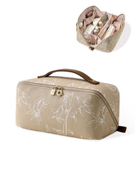 EACHY travel makeup bag open flat view for easy cosmetics access and visibility