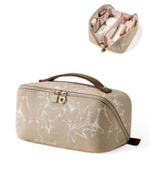 EACHY Travel Makeup Bag open-flat view shows quick-access cosmetics organization