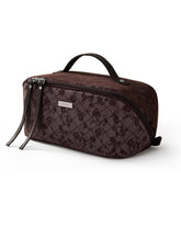 EACHY travel makeup bag features patterned fabric for stylish, lightweight cosmetics storage.