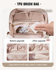 Eachy Travel Makeup Bag waterproof PU leather exterior resists spills