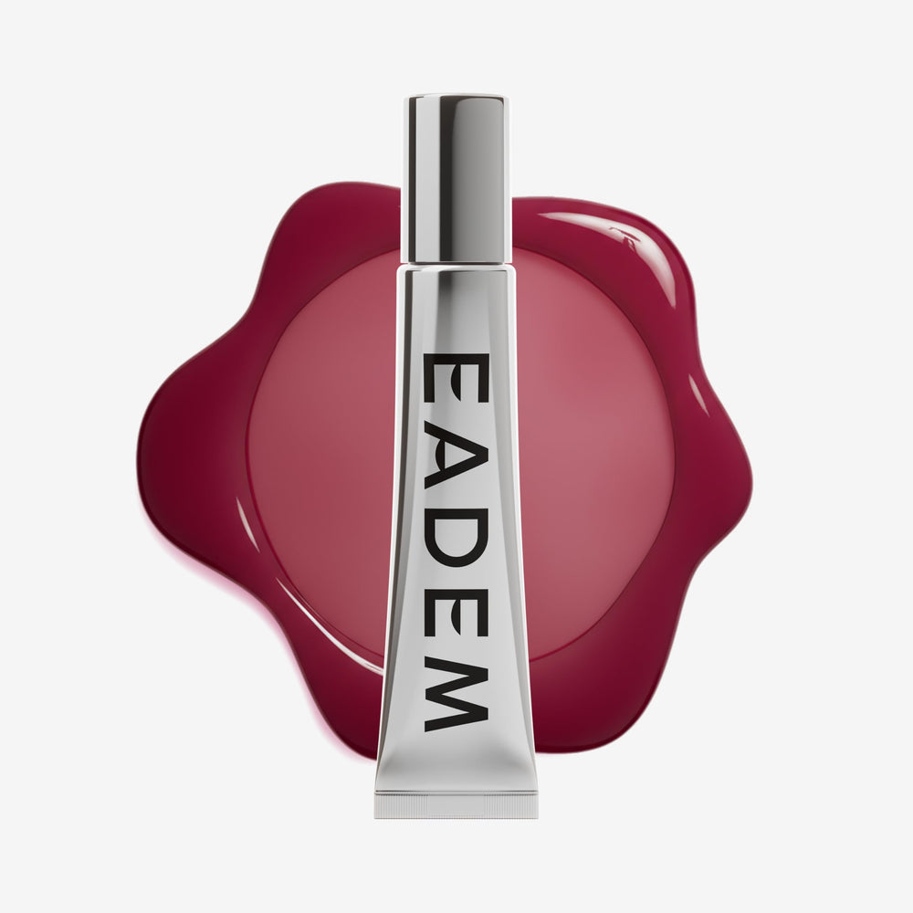 EADEM Le Chouchou Bissap Glaze tube shows rich earthy plum shine and hydration