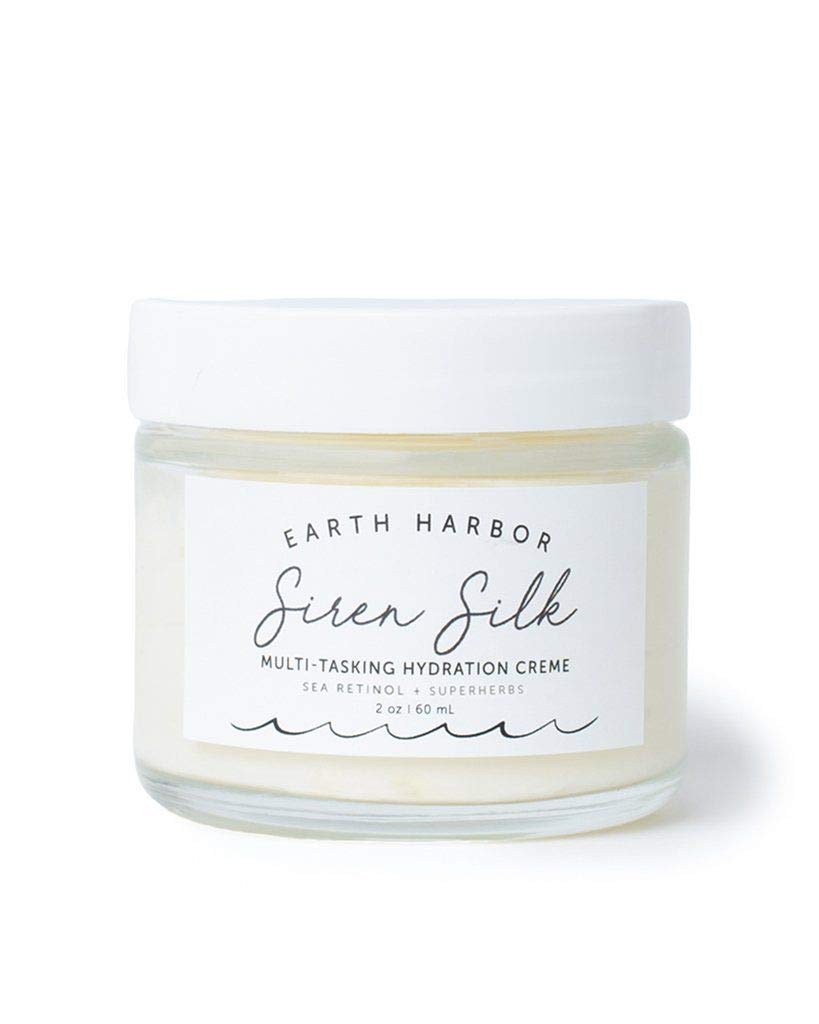 Earth Harbor SIREN SILK whipped creme jar shows rich hydration for daily skincare.