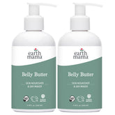 Earth Mama Belly Butter jar closeup shows rich texture for dry skin care.