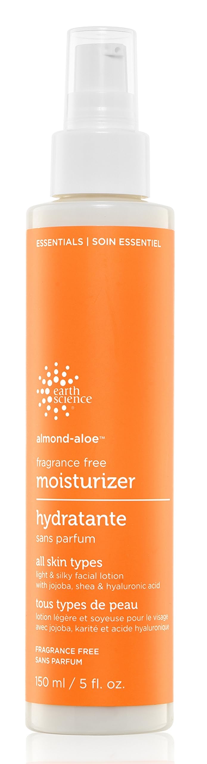 Earth Science Almond Aloe Fragrance Free Facial Moisturizer bottle with hydrating formula