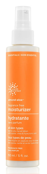 Earth Science Almond Aloe Fragrance Free Facial Moisturizer bottle with hydrating formula