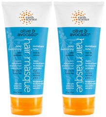Earth Science Olive Avocado Hair Masque 2pk pack-shot for silky, manageable hair.